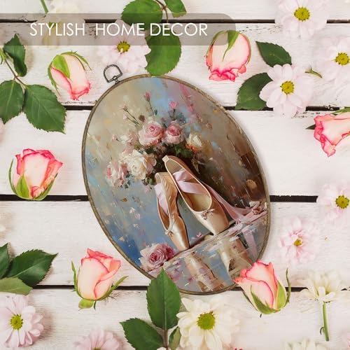 Fewgb Ballet Dance Floral Oval Wall Art Decor Framed - Image 6