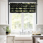 Vandarllin Valance Curtains for Kitchen Window, Rustic Green Camo Military - Image 2