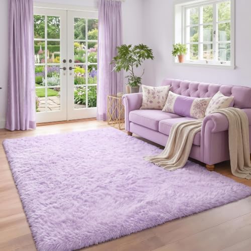Amdrebio Light Purple Lavender Fluffy Area Rug 4x6 - Image 5