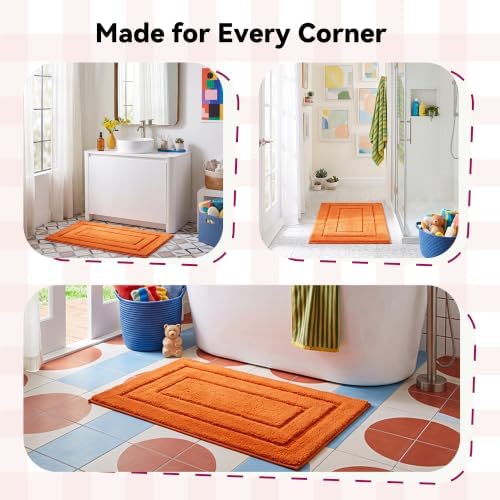 GRANNY SAYS Orange Bathroom Rug 24" x 48", Non-Slip Microfiber Bath Mat - Image 7