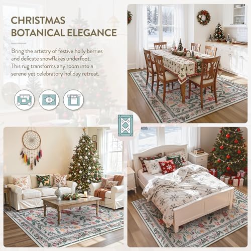 Lahome Christmas Rugs 8x10 Living Room Decor, Washable Area Rugs - Image 4