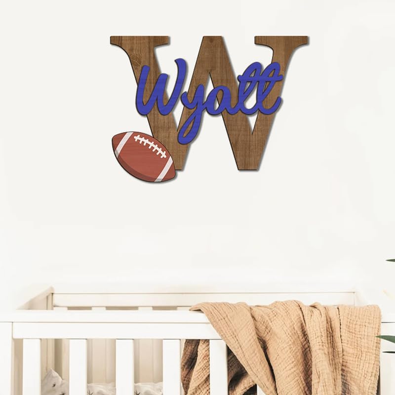 Personalized Football Name Sign, Wooden Monogram Name Sign, 2 Layers of Wood - Image 5
