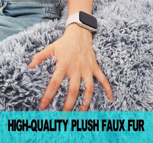 Fluffy Stuffed Animal Storage Bean Bag Chair Cover, Faux Fur Comfy Bean Bag - Image 6