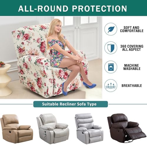 NILUOH Stretch Recliner Covers 4 Piece, Non-Slip Lazy Boy Chair Covers - Image 5
