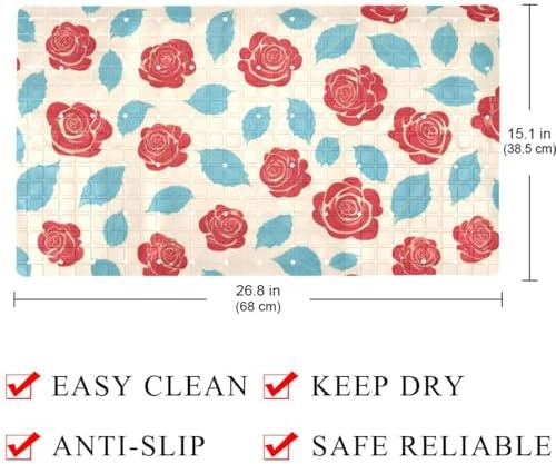 Shower Mat Non Slip, Rose Leaves Anti Slip Bath Mat - Image 4