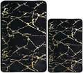 Set of 2 Marble Bathroom Rugs Nonslip Black Bathroom Mats Ultra Soft Washable by Eanpet