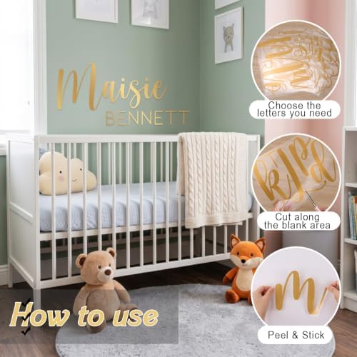 Boao Personalized Name Wall Decal Large Cursive Letter Stickers Big Alphabet - Image 4