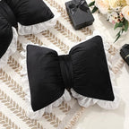 Yousoontic 2 Pcs Bow Throw Pillows 15.7x12.6 in, Waffle Weave Fabric - Image 3