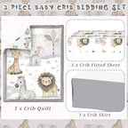 Hosuly 3 Pcs Bear Crib Bedding Set Nursery, Light Blue - Image 4