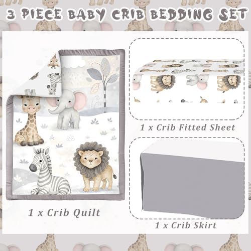 Hosuly 3 Pcs Bear Crib Bedding Set Nursery, Light Blue - Image 4