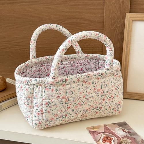 Small Storage Basket Organizer, Mini Fabric Floral Storage Baskets - Image 2