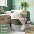 INDRESSME XXXLarge Woven Rope Blanket Basket Living Room Green - Image 7