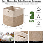 ICERZCZ 13 Inch Cube Closet Storage Bins, Woven Cotton Rope Organizer Baskets - Image 2