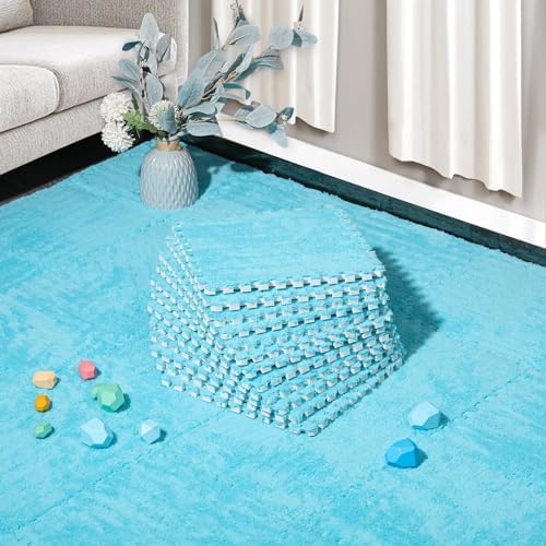 ZENOWICK 12 Pcs Plush Interlocking Carpet Tiles, Puzzle Play Mats by Zenowick