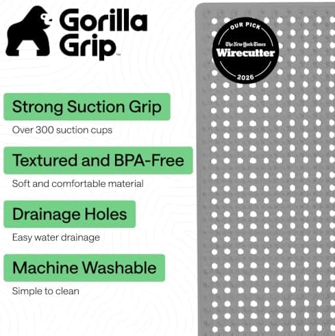 GORILLA GRIP Bath Tub Shower Mat, Bathtub Floor Liner, 35x16 Gray Opaque - Image 2