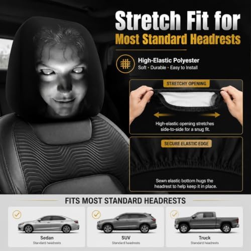 2PCS Ghost Face Headrest Covers – Scary Headrest Covers - Image 2