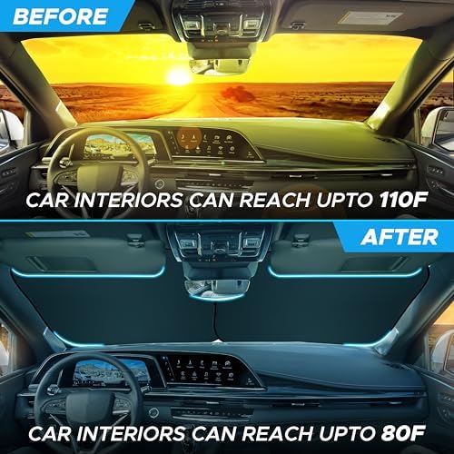 Autovir Truck Windshield Sun Shade, Foldable Front Windshield Sunshade - Image 2