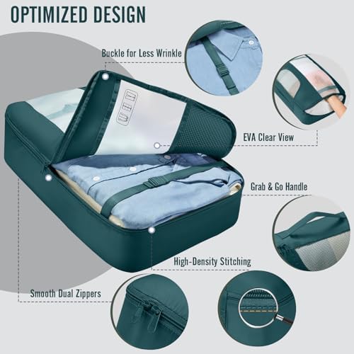 Veken 8 Set Packing Cubes for Travel Essentials, Anti-Wrinkle Buckled Suitcase - Image 4