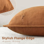 Foindtower Linen Solid Decorative Throw Pillow Covers 16x16 Autumn Orange - Image 3