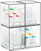 Yieach 7.5" High Stackable Storage Bins, 4 Pack Bottle Station and Baby Bottle by Yieach