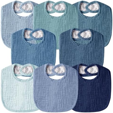 Muslin Baby Bibs for Unisex Boys Girls, Cotton Drool Bibs, Adjustable Newborn by WRRERNSIN
