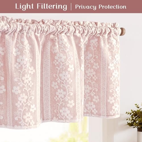 ASPMIZ Linen Pink Kitchen Tier Curtains 24 Inch Length, Double Layered Kitchen - Image 3