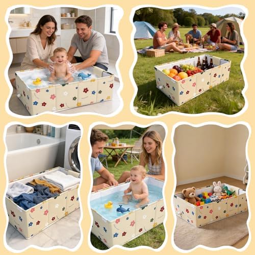 Baby Bathtub, 5-Layer Anti-Tear Foldable Toddler Bath Tub - Image 7