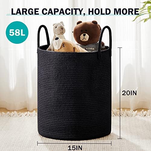 YOUDENOVA Woven Rope Laundry Hamper Basket, 58L Blanket Basket - Image 3