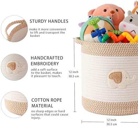 Toy Storage Baskets Woven Cotton Rope Storage Basket - Image 5