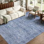 JOLLYVOGUE 5x7 Area Rugs for Living Room, Vintage Washable Rug, Dusk Blue by JOLLYVOGUE