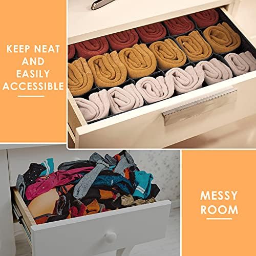 Criusia 3 Pack Sock Underwear Organizer Dividers, 64 Cell Fabric Foldable - Image 3