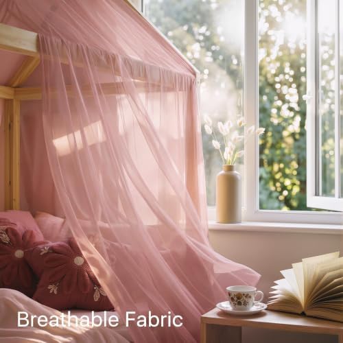 NICETOWN Coral Pink Bed Canopy for Girls Room - Image 6