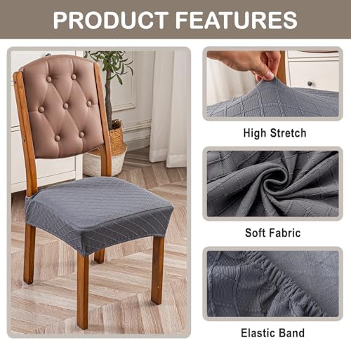 Genina Waterproof Chair Covers for Dining Room, Light Gray - Image 4