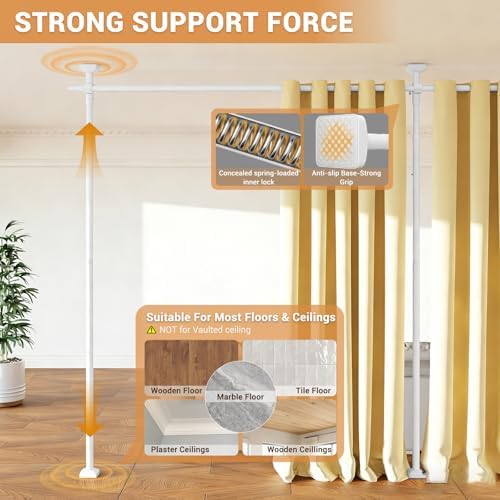 Room Divider Curtain Rod, No Drilling Adjustable Space Partition, Heavy Duty - Image 4