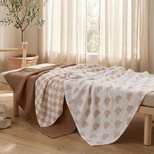 Muslin Swaddle Blankets for Newborn, 3 Pack Breathable Soft Receiving Blanket - Image 5