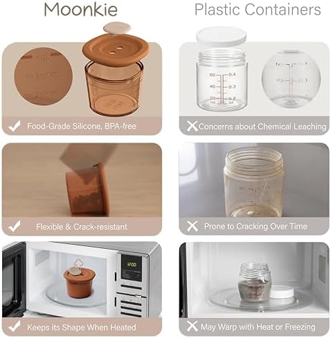 Moonkie Silicone Baby Food Containers | 8oz/4 oz Baby Food Storage Jars - Image 4