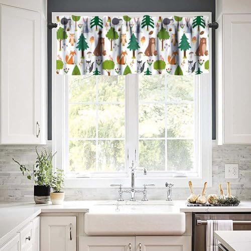 Jungle Animal Valance Curtains Woodland Animals Forest Print Window Treatment - Image 6