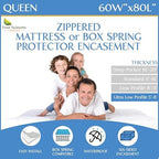 Queen Size Mattress or Box Spring Encasement – Low Profile Waterproof Zippered by FourSeasonsEssentials