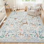 6x9 Area Rugs Boho Floral Washable Living Room Rug Neutral Carpet Nursery by Yidanamy