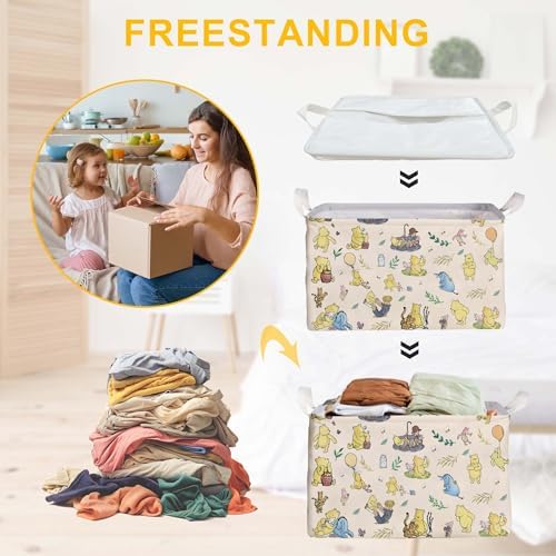 Winnie baby Stuff，Winnie Storage Nursery Basket, Large squarecanvas Laundry - Image 4