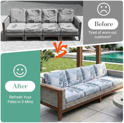 8Pcs Patio Cushion Covers Stretch Outdoor Furniture Protector Slipcovers - Image 5