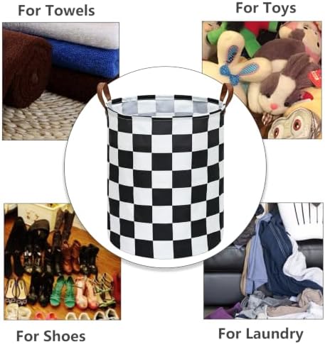 MAIZMZ Checkered Flag Canvas Storage Basket 63L Waterproof Laundry Hamper - Image 6