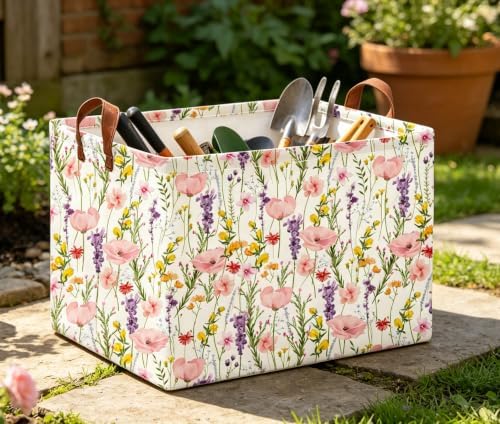 Rectangle Storage Basket with Handles, Collapsible Storage Bin, Books Box - Image 3