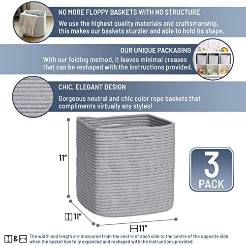 NaturalCozy Storage Cubes 11 Inch Cotton Rope Woven Baskets - Image 2