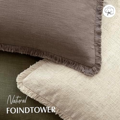 Foindtower Decorative Linen Fringe Lumbar Throw Pillow Covers Cozy Boho - Image 4