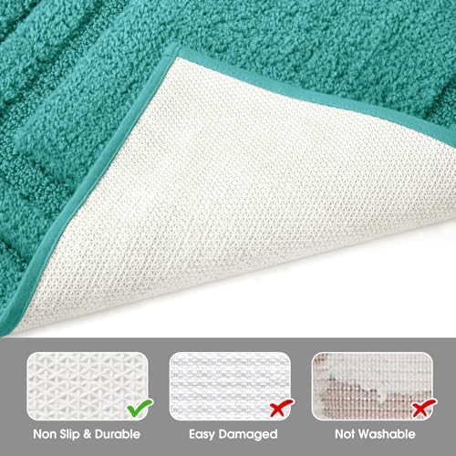 HOMEIDEAS Bathroom Rugs Sets 2 Piece, Super Soft Non Slip Bath Mat Teal - Image 5