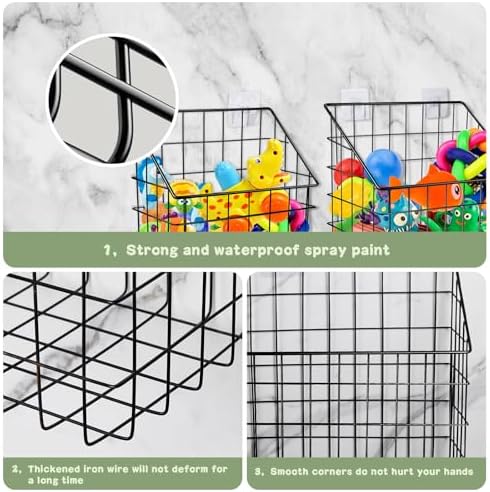 Greentainer 2 Pack Bath Toy Storage Organizer, Large Rustproof Metal Wire Basket - Image 5