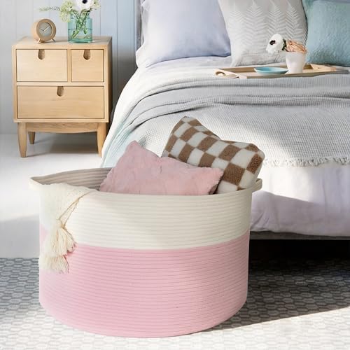 MEGASKET Pink Storage Baskets for Organizing, Large Toy Basket, Soft Pink - Image 4