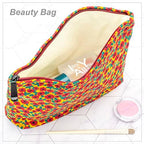 Flat Makeup Bag for Women, Zipper Cosmetic Pouch for Purse, Floral Red - Image 3