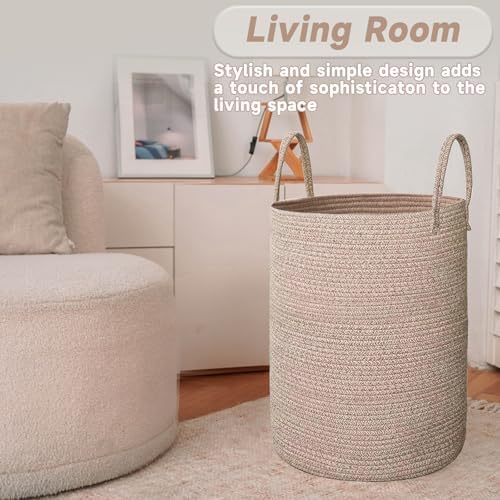 JMvicyroam 60L Cotton Rope Laundry Basket Hamper - Image 3